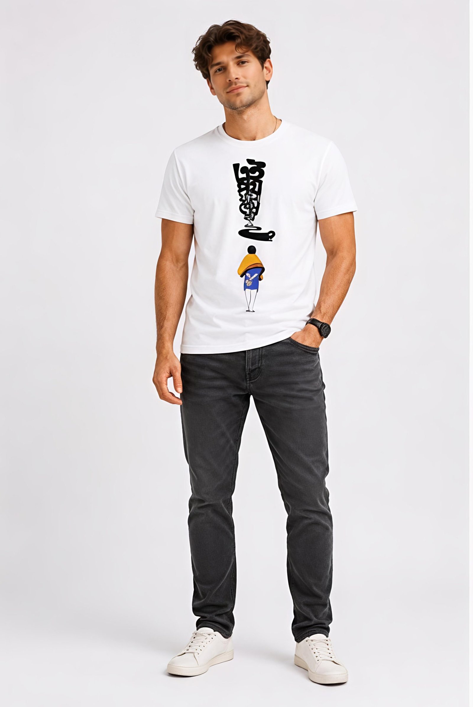 Men's Regular fit White Ai Path Jodi na Sesh Hoy Printed T-Shirt