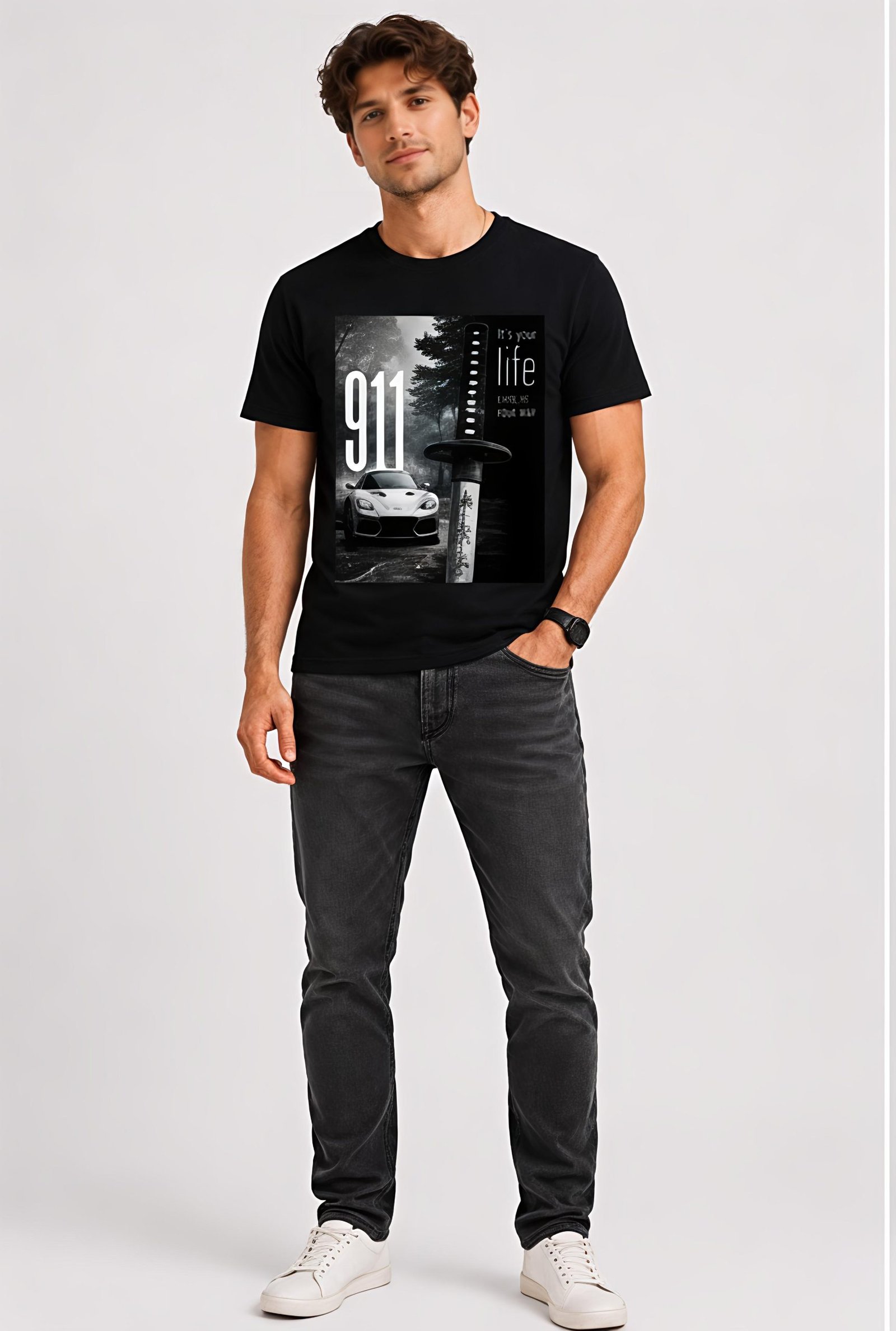 Men's Regular fit Black ITS YOUR LIFE Graphic Printed T-Shirt