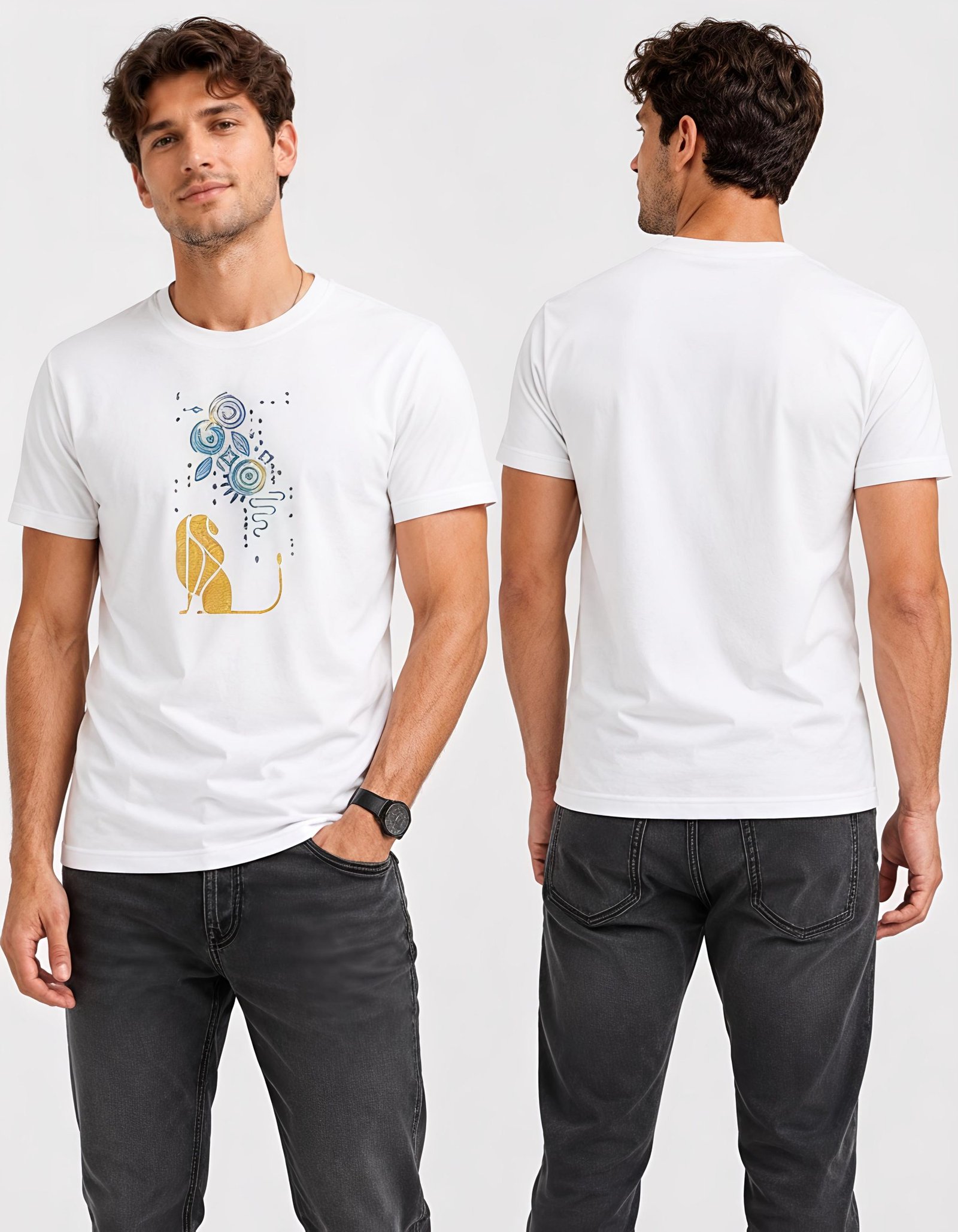 Men's Regular fit White Lion's Unique Graphic Printed T-Shirt
