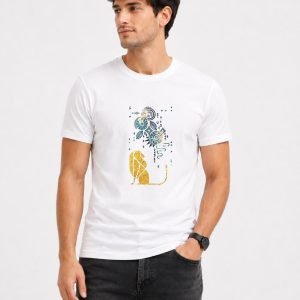Men's Regular fit White Lion's Unique Graphic Printed T-Shirt