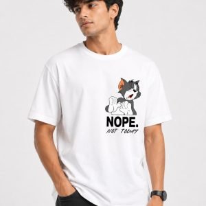 Men's Regular fit White Tom Graphic Printed T-Shirt