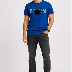 Men's Regular fit Blue Doom Graphic Printed T-Shirt